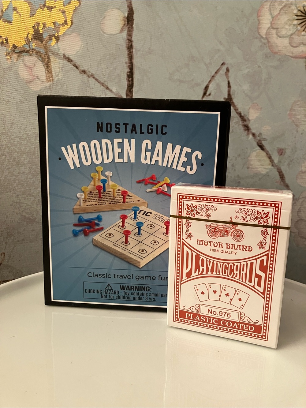 Nostalgic Wooden Games Travel Set & Motor Brand Playing Cards